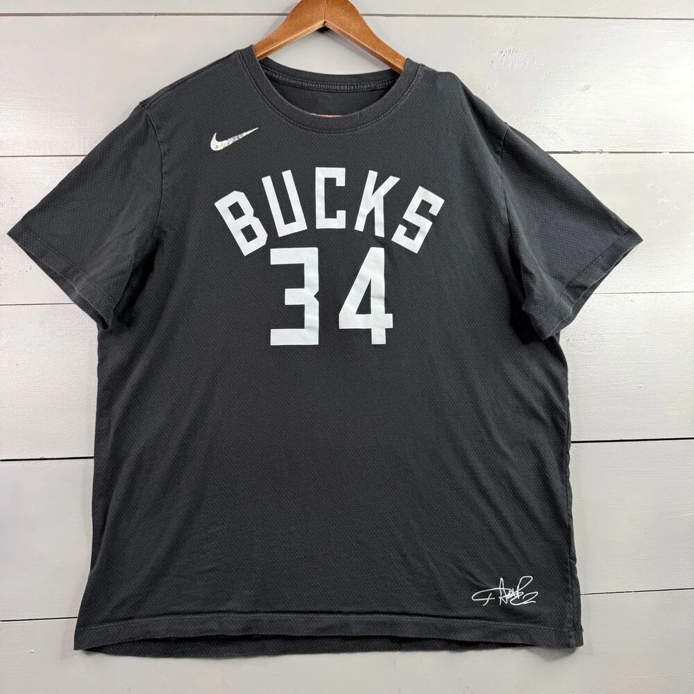 Nike Shirt Mens XL Black Milwaukee Bucks Giannis Antetokounmpo 34 Tee
